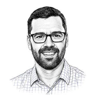 Pen-and-ink stipple portrait of David Smith